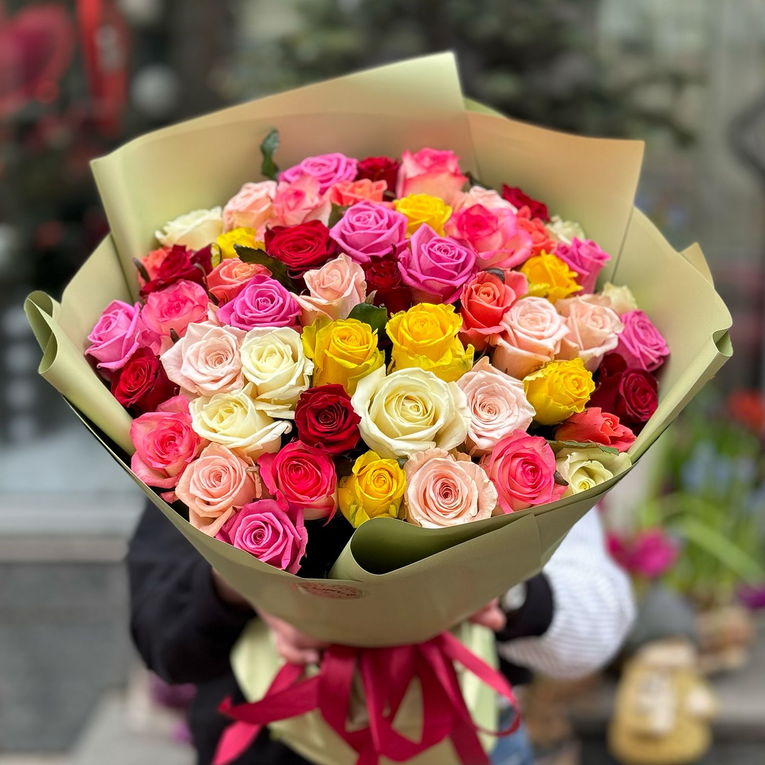 yellow rose, packaging, ribbon