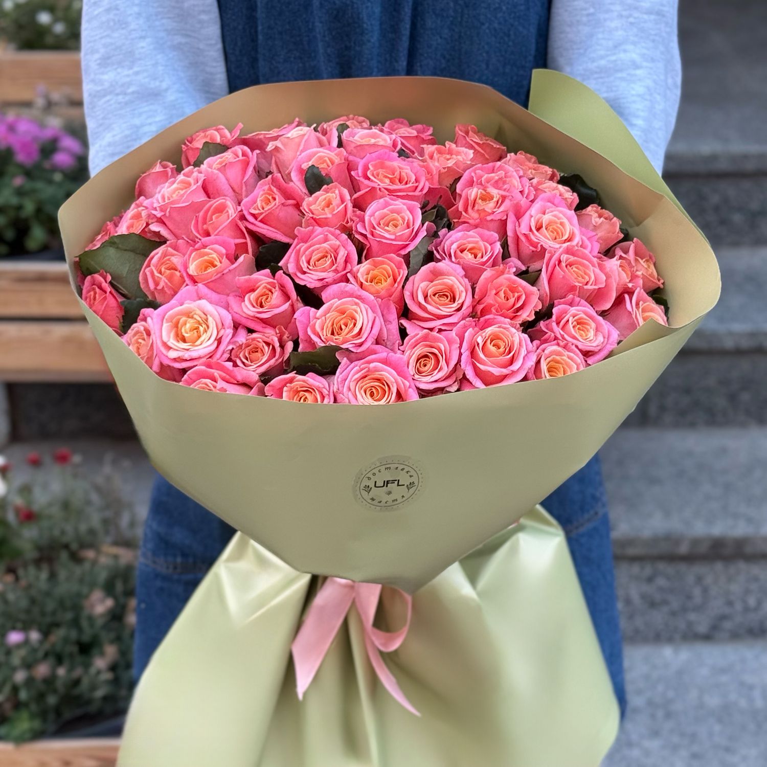 rose (51 pcs.), packaging, ribbon