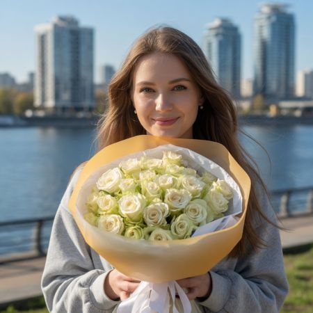 Bouquet  25 white roses Kenia