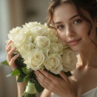 white rose (25 pcs.), packaging, ribbon