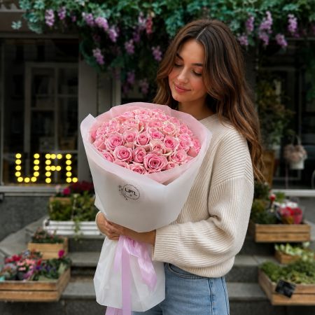 Bouquet 51 pink roses Kenia