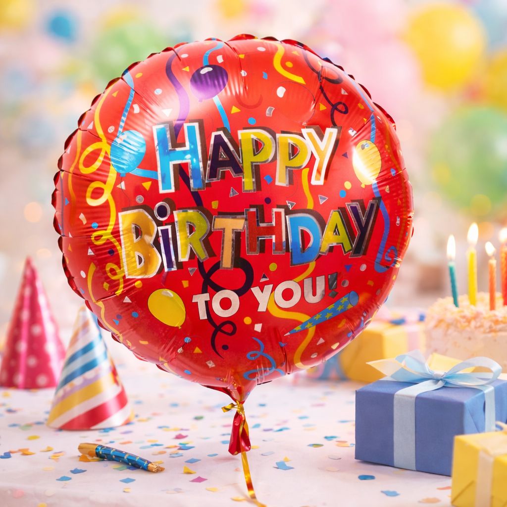 foil balloon, helium (4 pcs.), packaging, tape