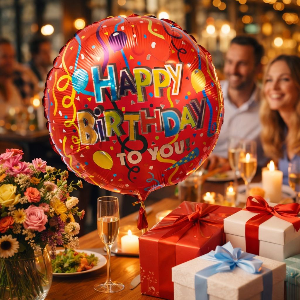 foil balloon, helium (4 pcs.), packaging, tape