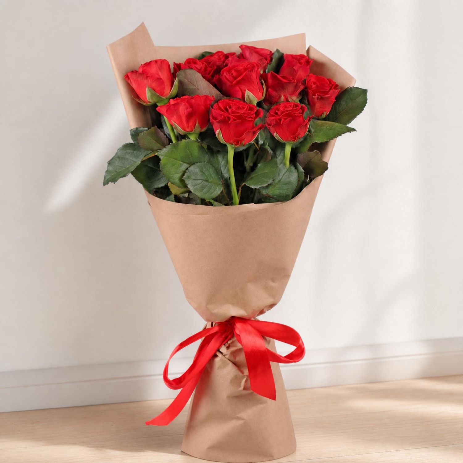 rose (11 pcs.), packaging, ribbon