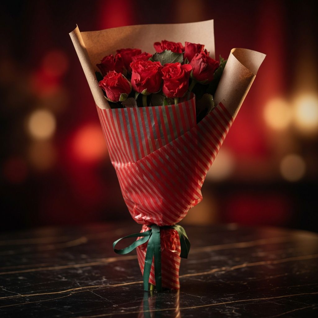 rose (9 pcs., packaging, ribbon)