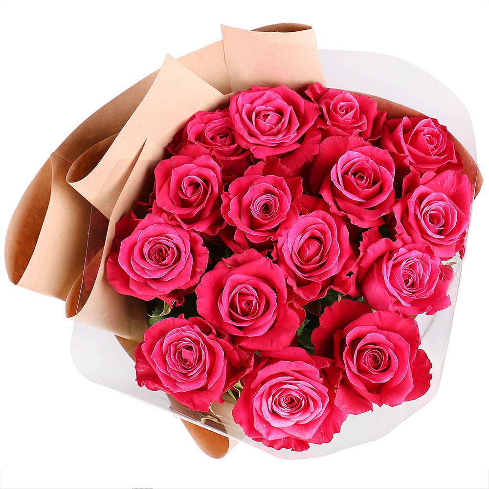 rose (15 pcs.), packaging, ribbon