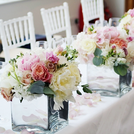 freesia, peony, peony, rose, matiola, packaging, ribbon